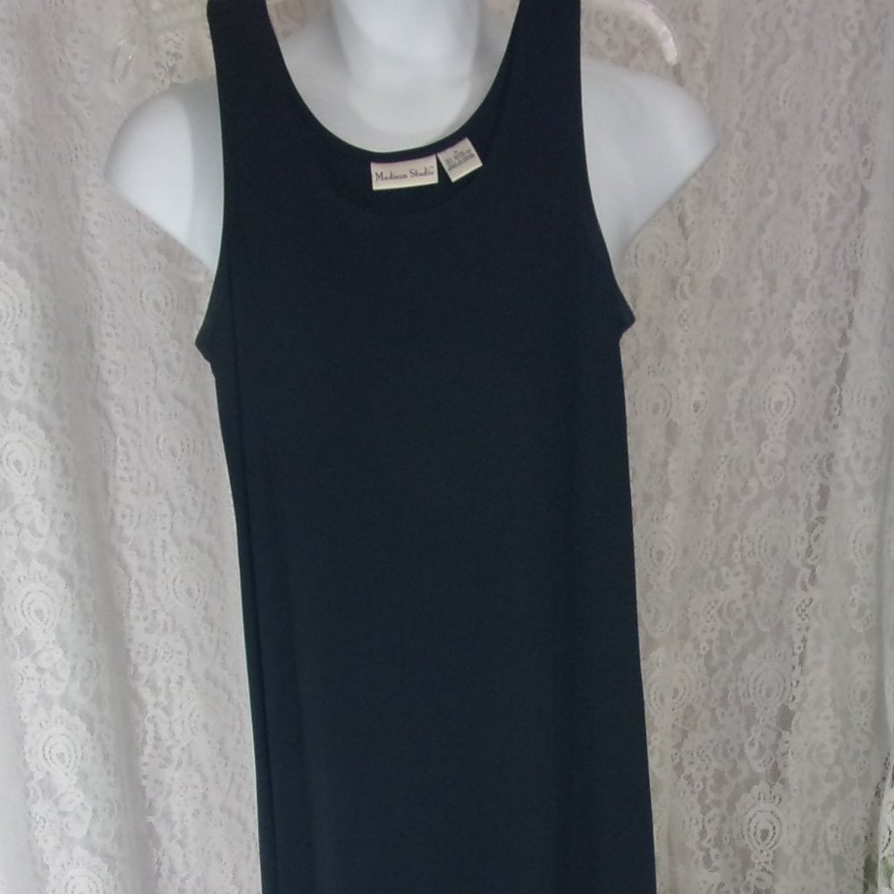 Madison Studio Naxi Midi Knit Sheath Little Black Dress Size M